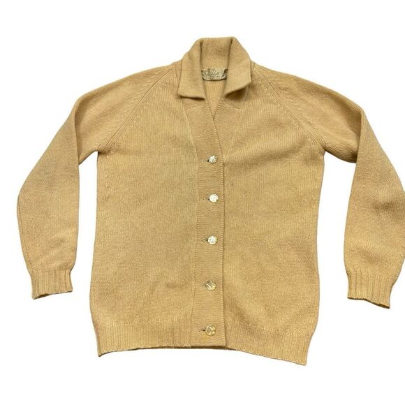 Vintage Peter Scott Shetland Wool Ladies‎ Cardigan Light Yellow Size Medium - Picture 2 of 10